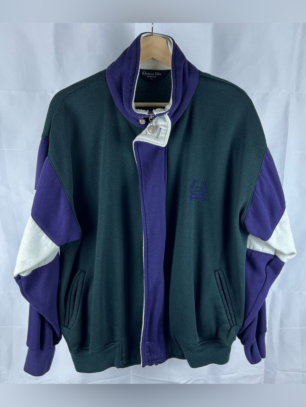 Vintage Christian Dior Monsieur Full Zip Track Jacket Mens Large Green Blue